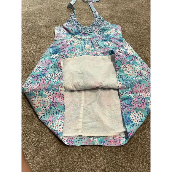 Lilly Pulitzer Dress blue/pink/white sleeveless ruffle size 10 - Picture 9 of 12